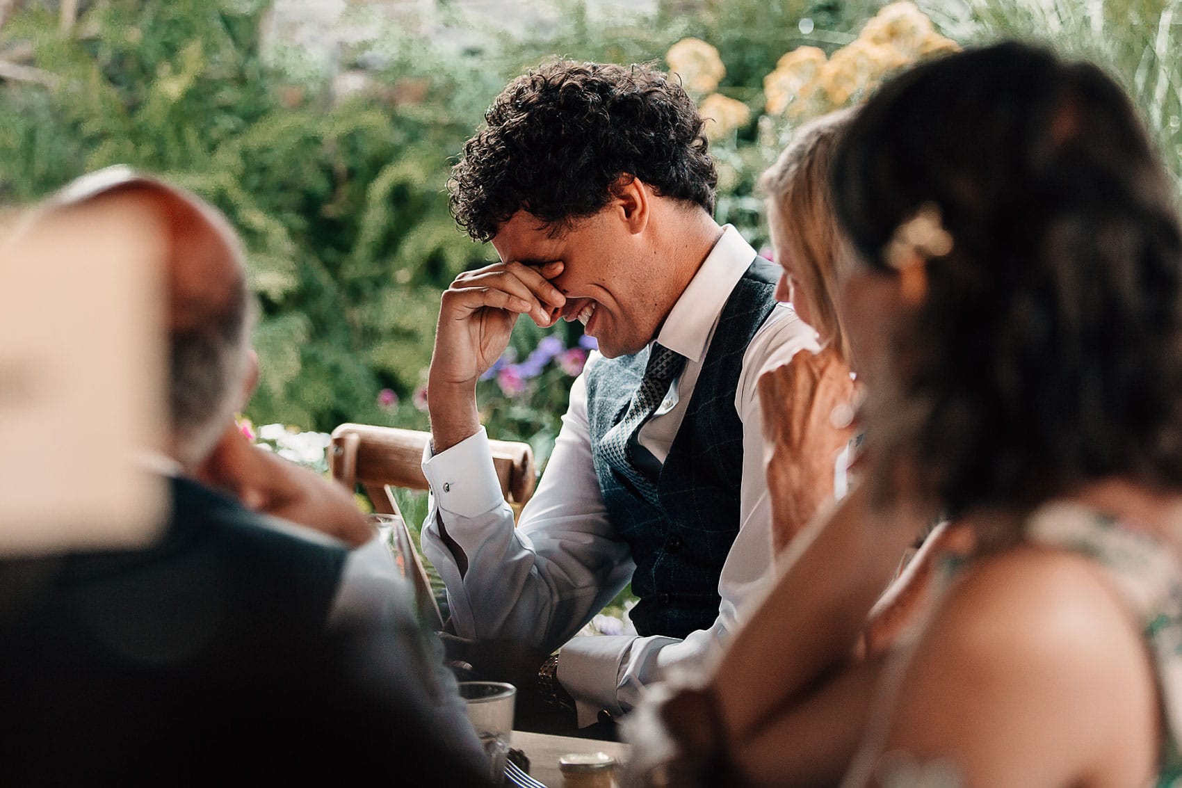 groom outdoor garden wedding speeches marquee