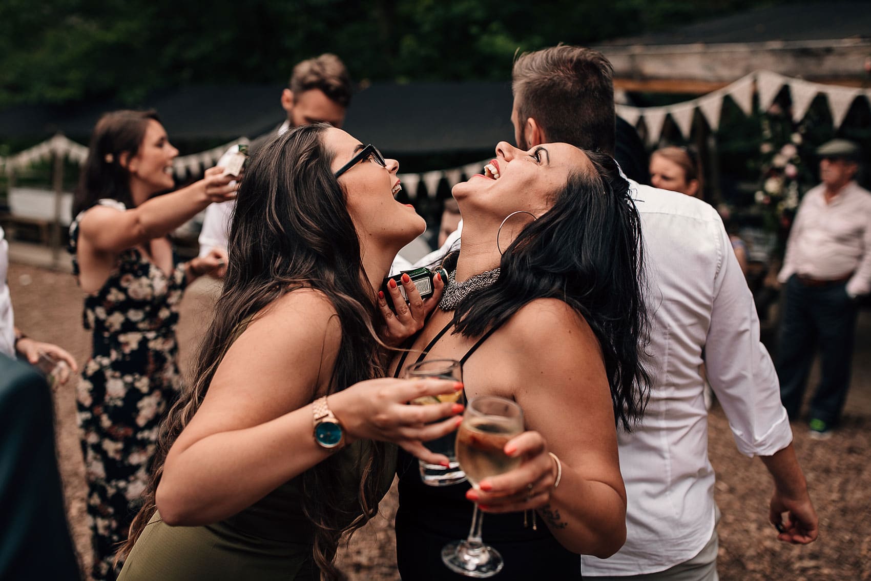 adventurous couples woodland wedding party photography