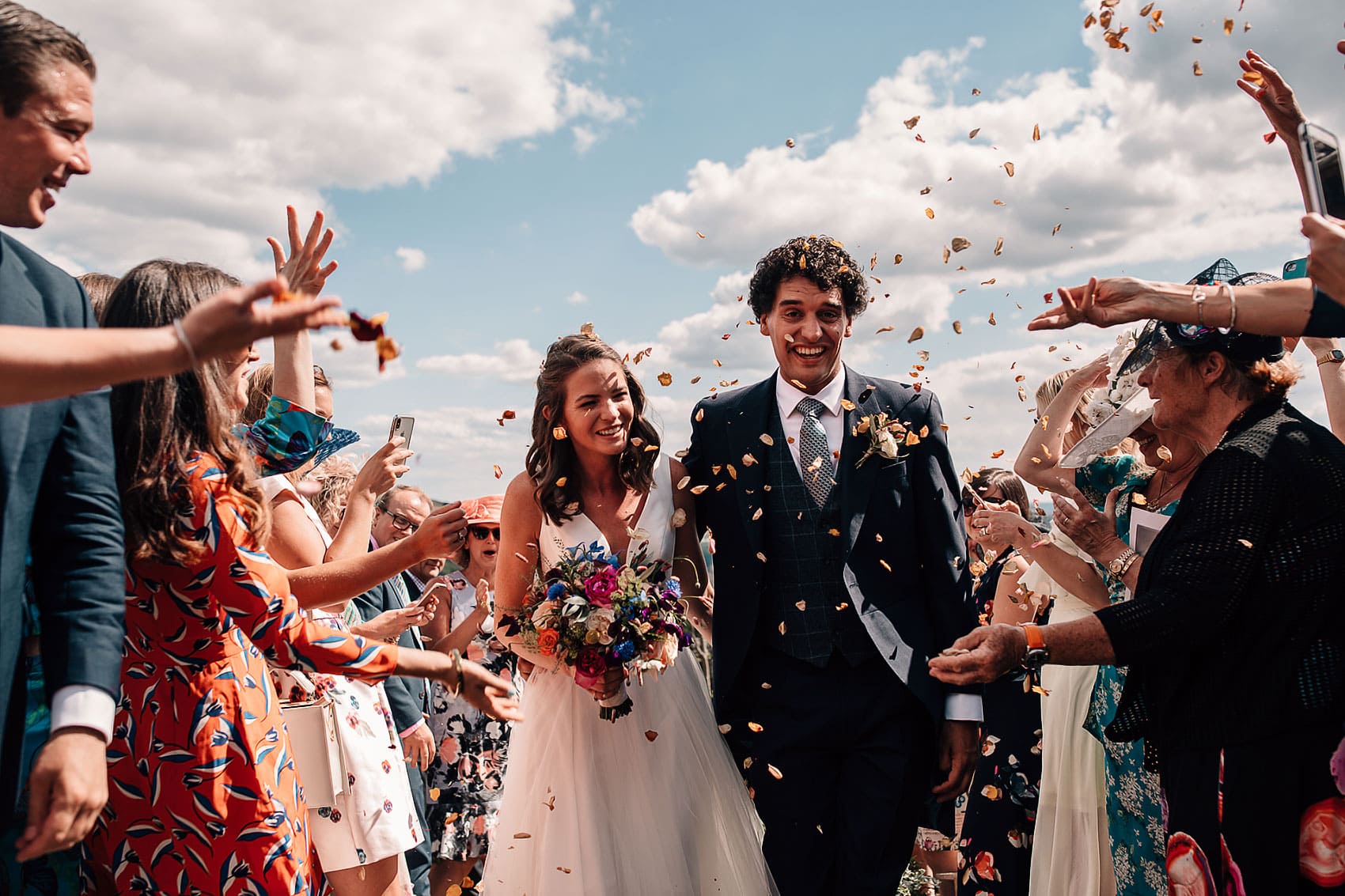 Yorkshire back garden wedding confetti