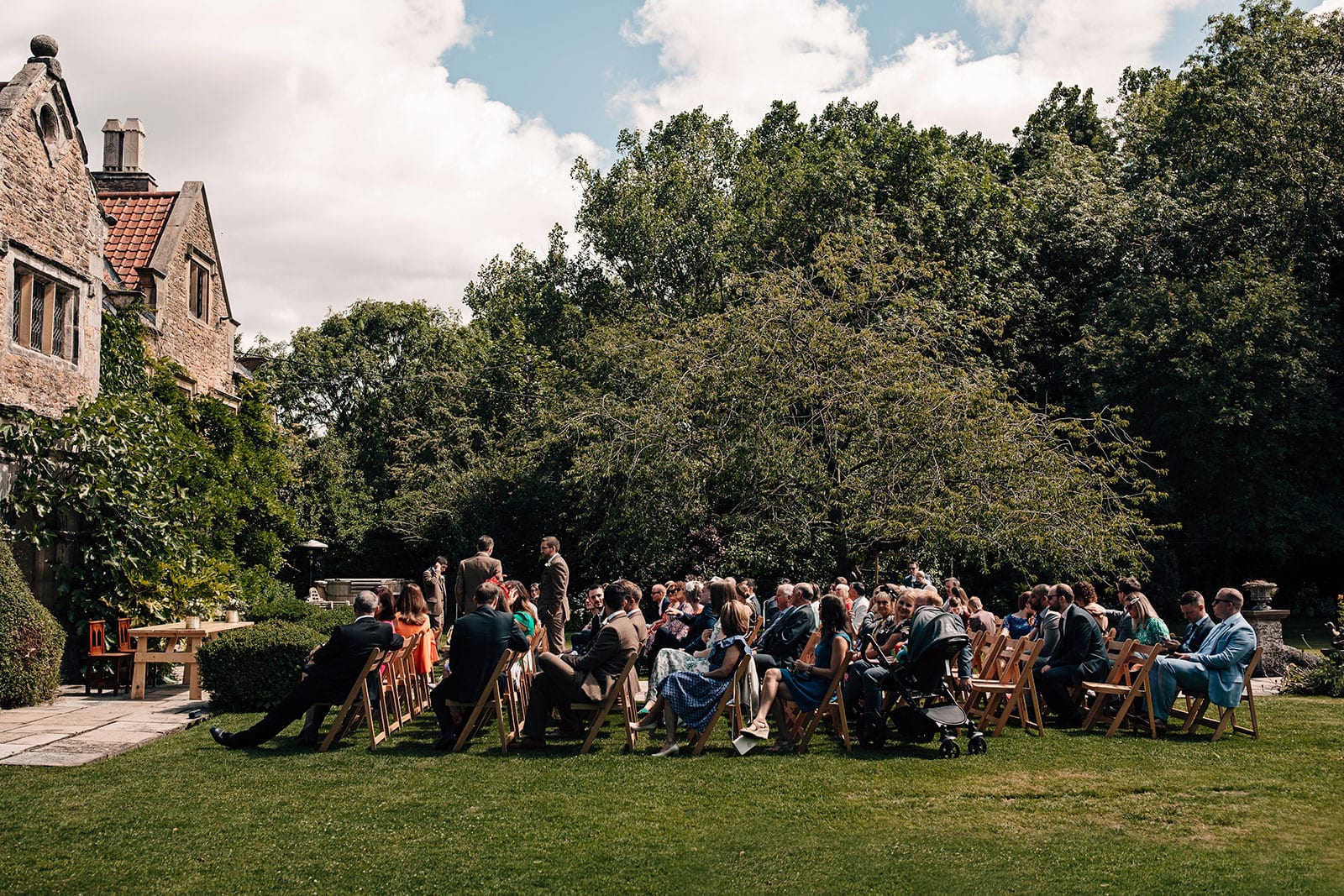 Crayke Manor York outdoor wedding ceremony photography