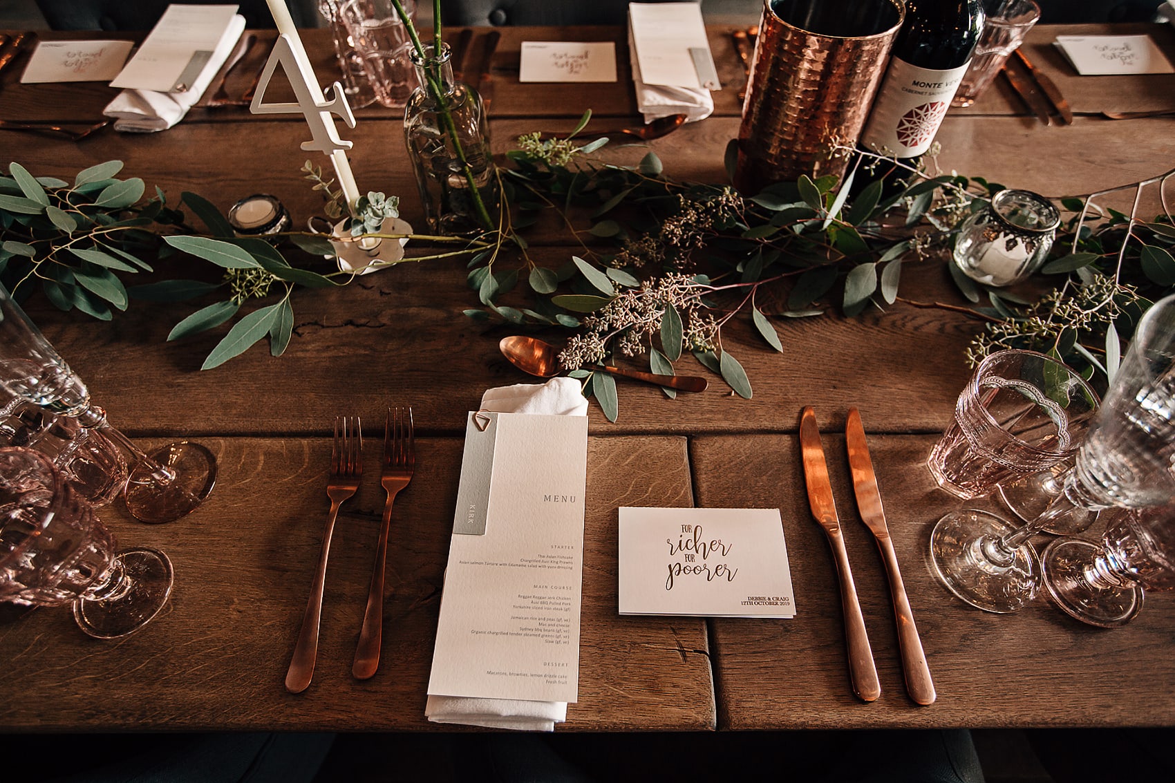 foliage rose gold wedding styling Yorkshire photographer