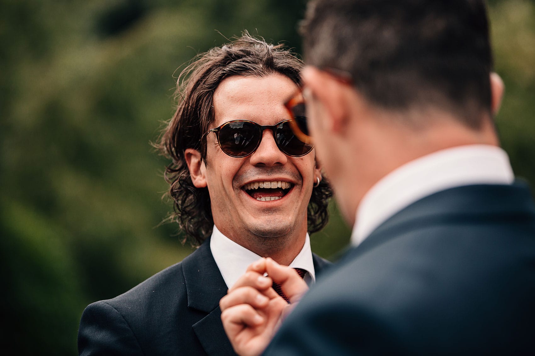 outdoor wedding groomsmen