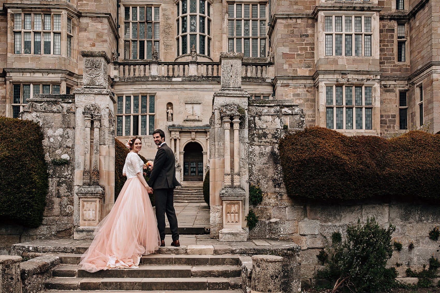 pink wedding dress rose gold