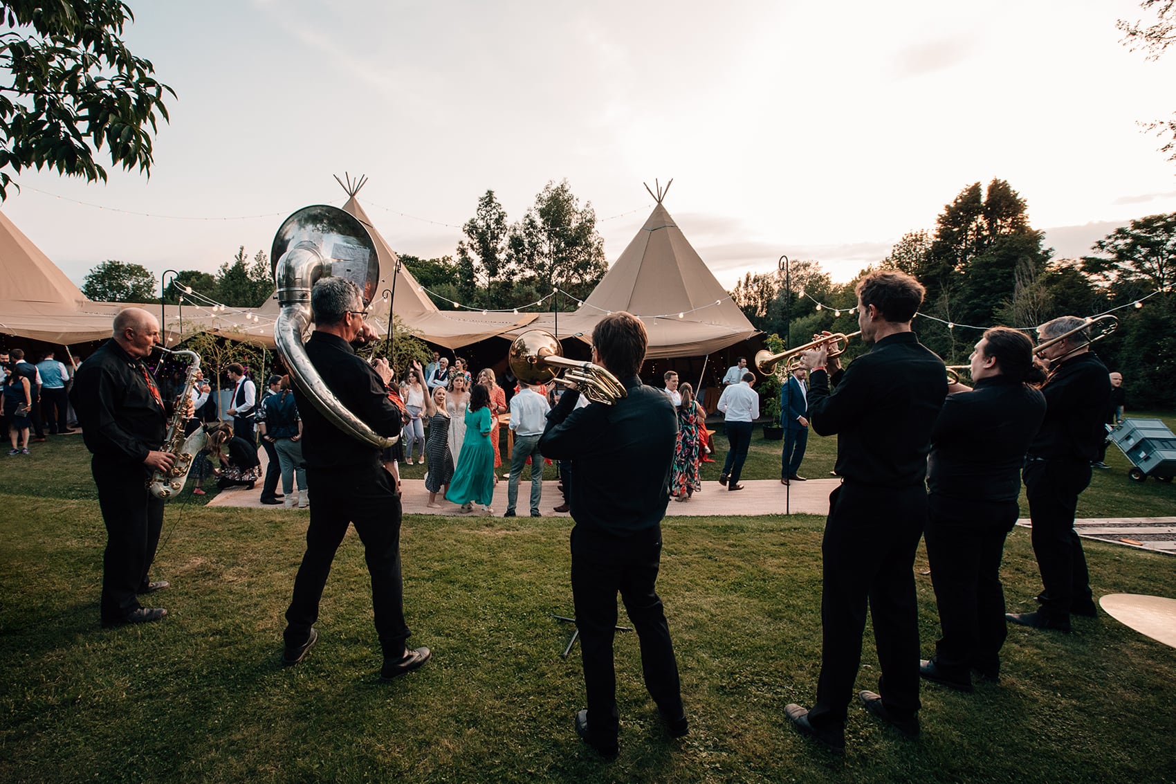 brass band festival style wedding