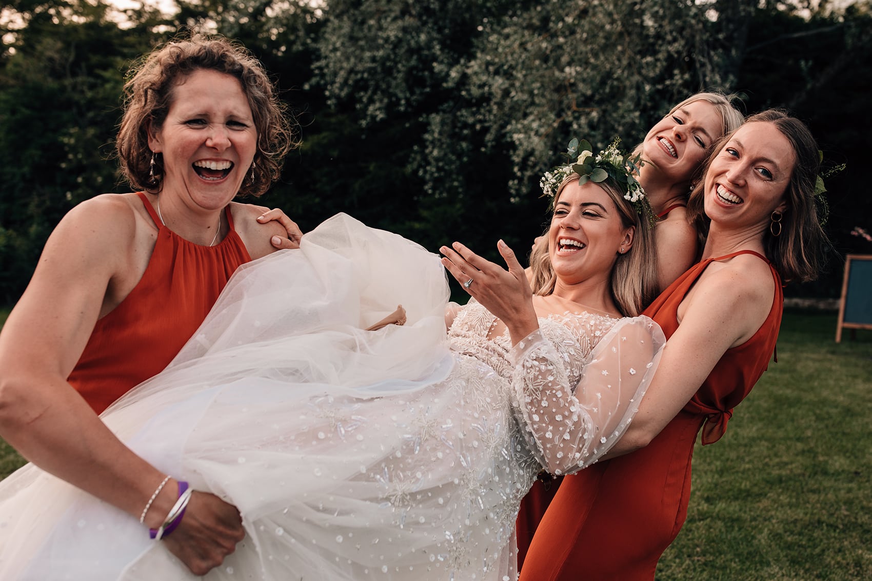 fun wedding photographs of the bridesmaids