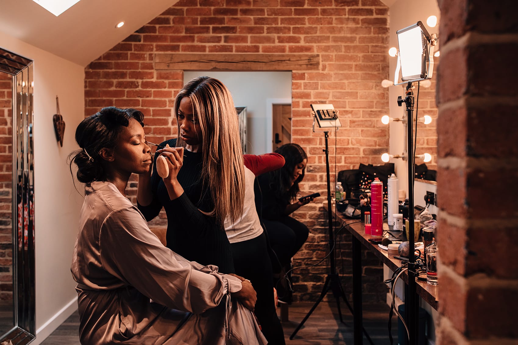 bridal preparations photography at Foxtail Barns in Stoke-on-Trent