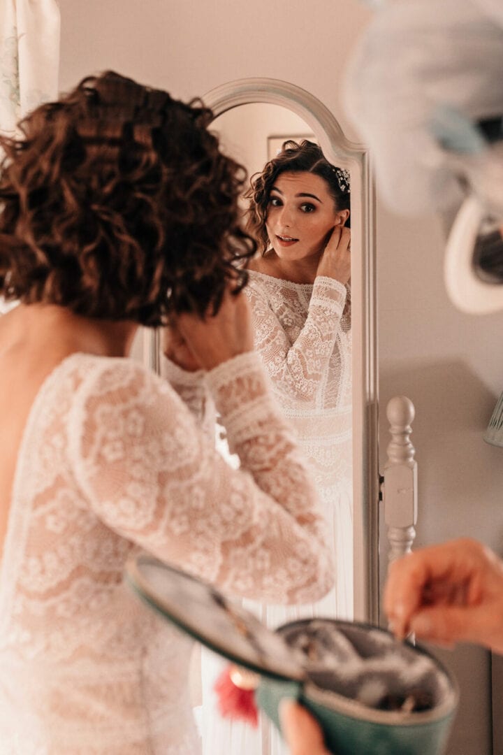 It's both your wedding days brides reflection getting ready